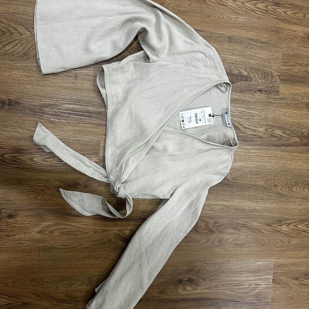 Beige Wrap Top Zara